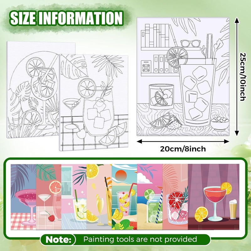 Sherr 20 Pcs Stretched Pre Drawn Canvas Afro Queen Black Art for Painting for Adults Outline Pre Drawn Stretched Cotton Canvas to Paint Party Set, 8 x 10'' (Cocktail) - Image 2